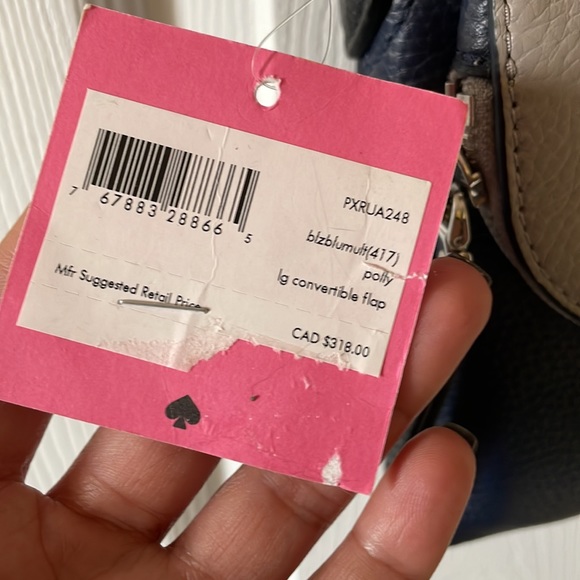 NEW Kate Spade Polly grey and navy cross body with zipped flap - Picture 6 of 13
